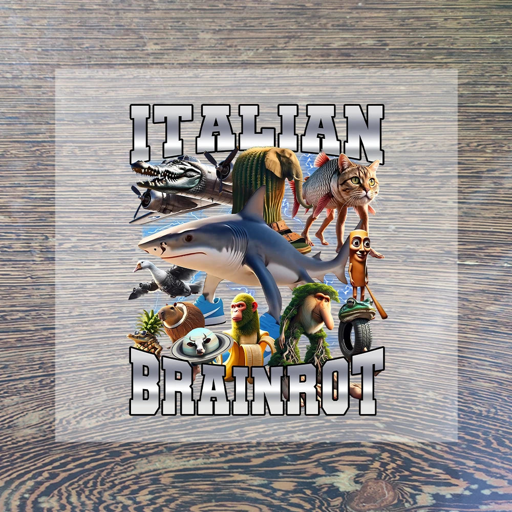 New Italian Brainrot Cartoon Iron on Patches for Clothing DIY T-shirt Heat Transfer Stickers Children Clothes Custom Sticker