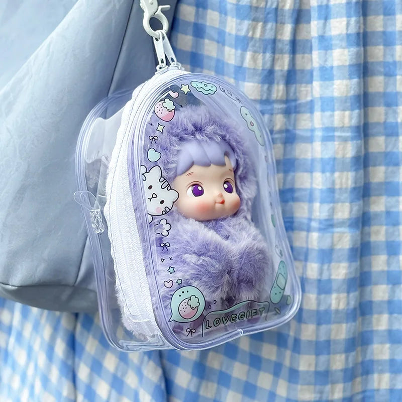 For 15-17cm Labubu Crossbody Baby Walking Bag For Skullpanda doll Cartoon printing Protective Cover Pain Bag with Rope