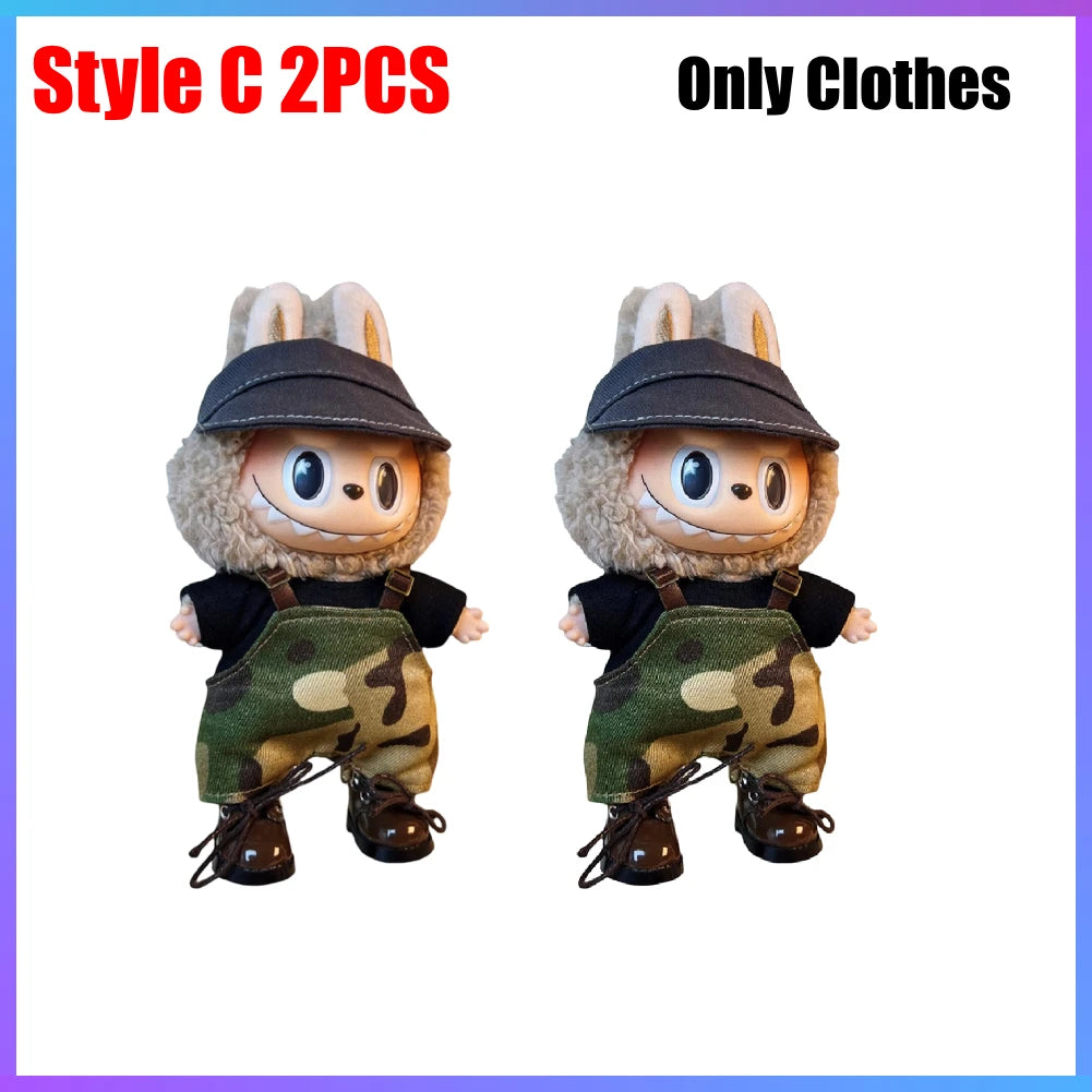 17cm Mini Doll's Clothes For Korea Kpop Exo Labubu V1 V2 Idol Dolls Cute Decoration Macaron Clothing Gift Outfit Accessories