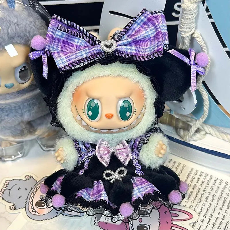 For 17cm Labubu V2 V1 Purple Dress Doll Clothes Outfit Accessories Idol Doll Clothing for Labubu Ropa Accessories Clothes