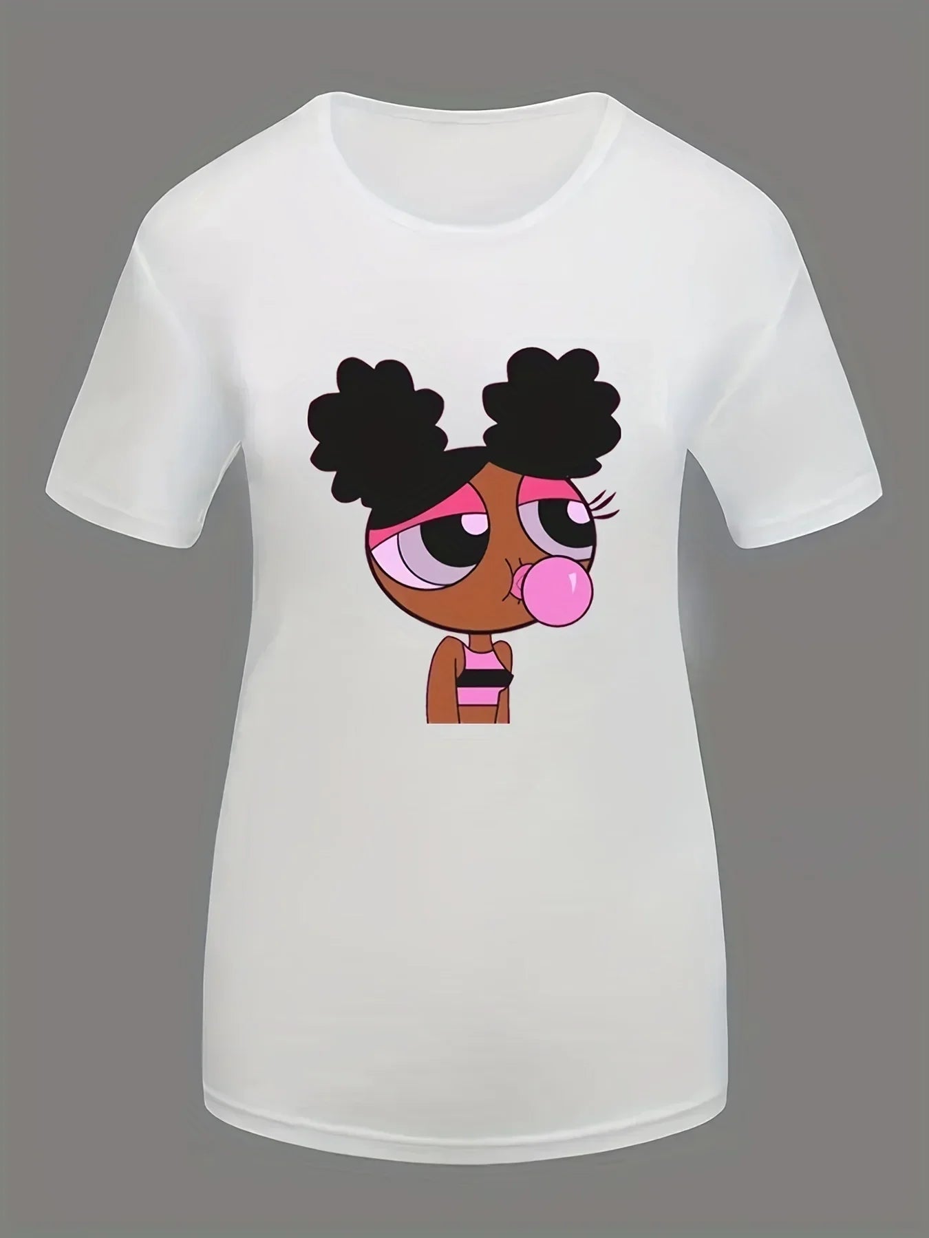 Cartoon Print Crew Neck T-Shirt, Casual Short Sleeve Top For Spring & Summer, Women's Clothing