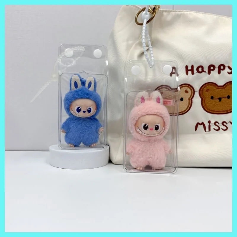For 10cm Labubu Mini Dolls Transparent Protective Cover Labubu 4.0 plush Keychain Pendant dust cover storage bag Protection box