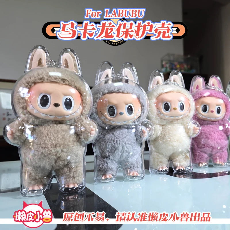 V1 V2 Labubu Protective Cover Cotton Doll Sitting Bag Transparent doll 17cm Dustproof Hanging Plush Doll Dust Drying Doll bag