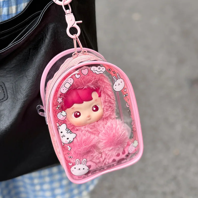 For 15-17cm Labubu Crossbody Baby Walking Bag For Skullpanda doll Cartoon printing Protective Cover Pain Bag with Rope