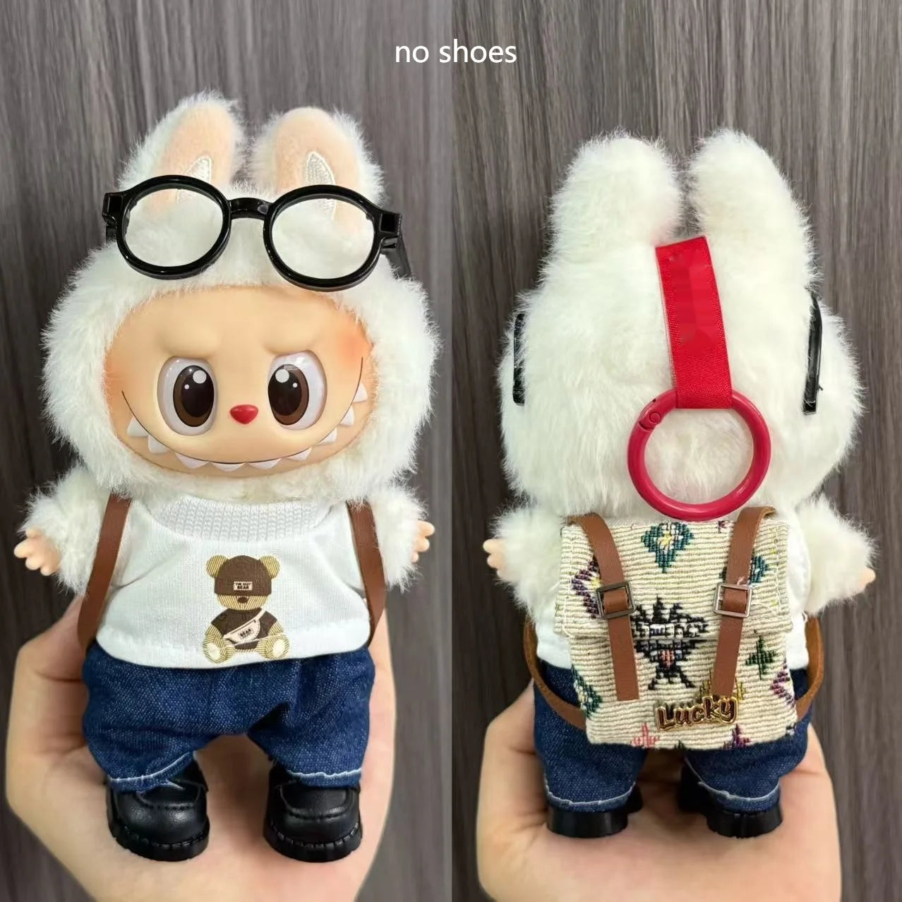 Only Clothes For Labubu Pendant Doll Clothing 17cm Skirt Dressing Set Halloween Baby Dolls Cute Toy Gift Wings Fashion Trend