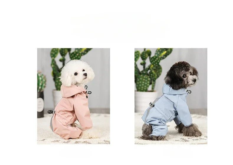 Pet dog clothing, rainproof, breathable and reflective clothes, dog four-legged raincoat, cat and dog supplies french bulldog
