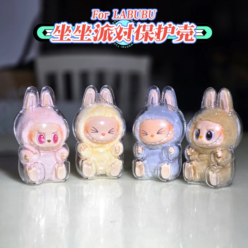 V1 V2 Labubu Protective Cover Cotton Doll Sitting Bag Transparent doll 17cm Dustproof Hanging Plush Doll Dust Drying Doll bag