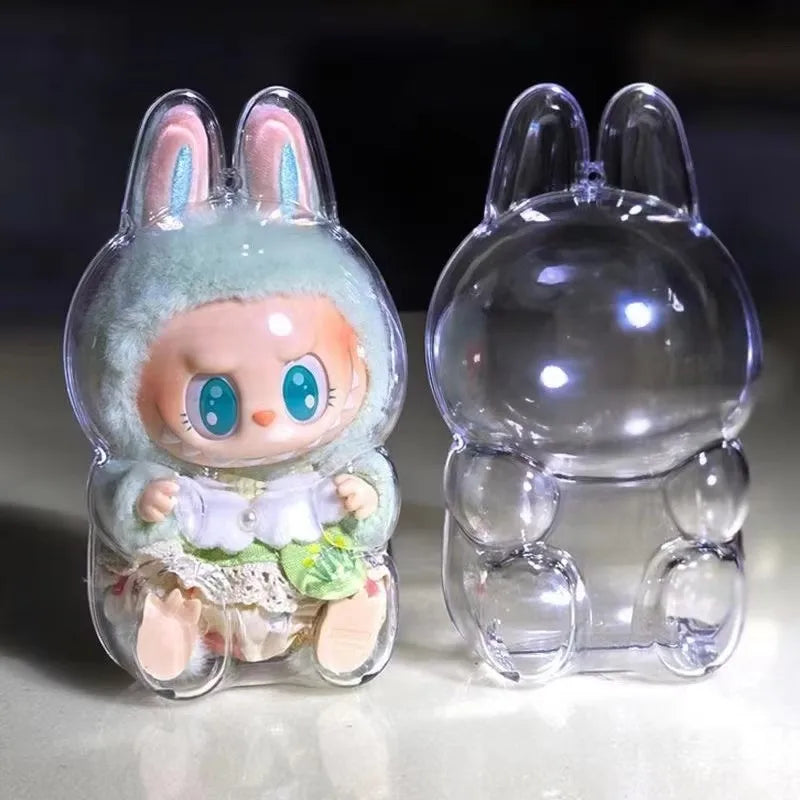 V1 V2 Labubu Protective Cover Cotton Doll Sitting Bag Transparent doll 17cm Dustproof Hanging Plush Doll Dust Drying Doll bag