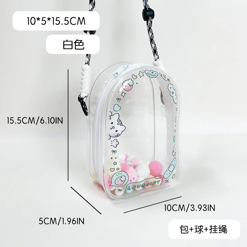 For 15-17cm Labubu Crossbody Baby Walking Bag For Skullpanda doll Cartoon printing Protective Cover Pain Bag with Rope