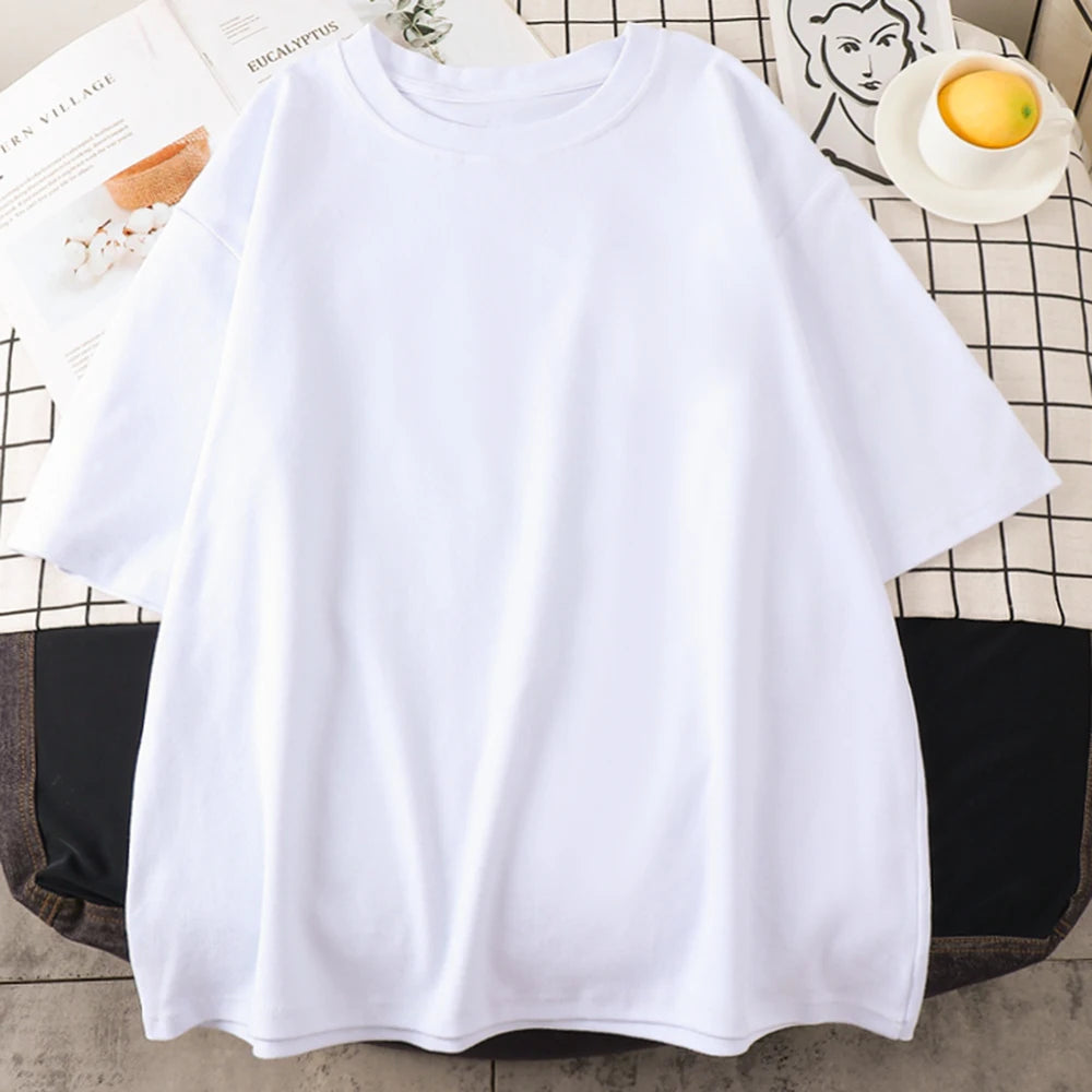 Hello Cat Love Cute Style Girl T-Shirts San Fitting T-Shirts Letter Loose Fitting T-Shirt Personality Leisure Short Sleeved