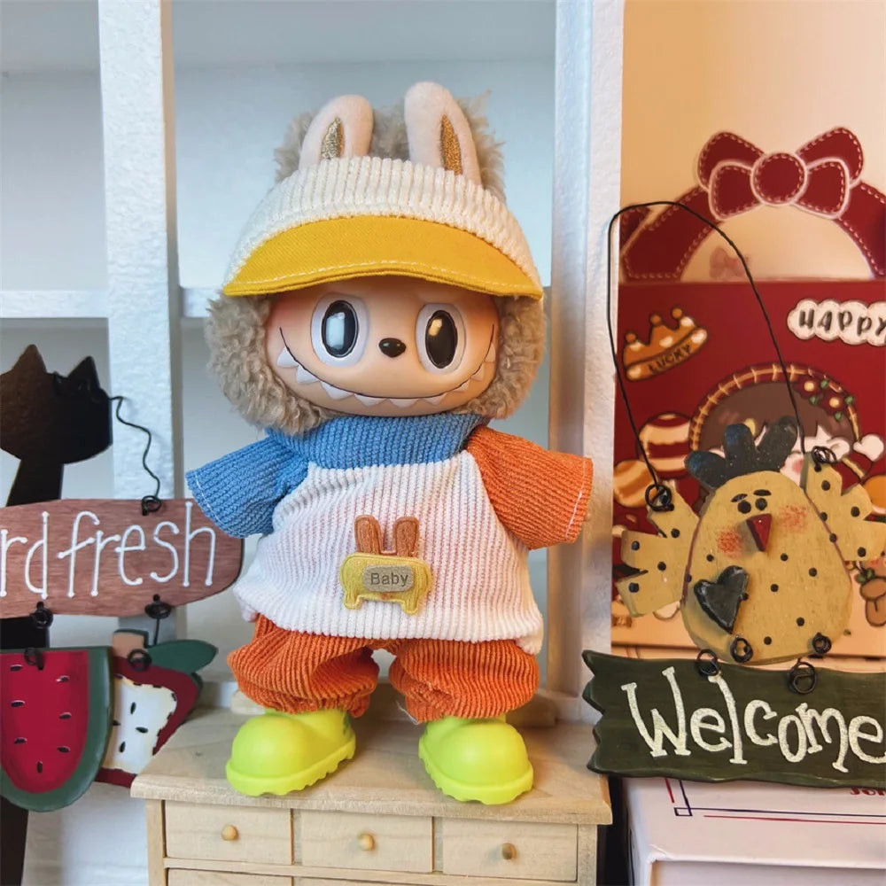 17cm Mini Doll's Clothes For Korea Kpop Exo Labubu V1 V2 Idol Dolls Cute Decoration Macaron Clothing Gift Outfit Accessories