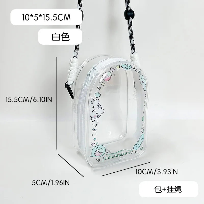 For 15-17cm Labubu Crossbody Baby Walking Bag For Skullpanda doll Cartoon printing Protective Cover Pain Bag with Rope