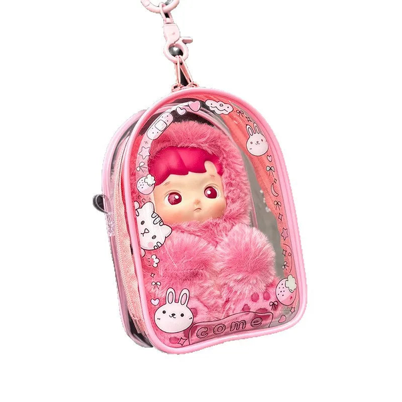 For 15-17cm Labubu Crossbody Baby Walking Bag For Skullpanda doll Cartoon printing Protective Cover Pain Bag with Rope