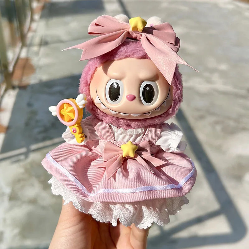 For 17cm Labubu V2 V1 Purple Dress Doll Clothes Outfit Accessories Idol Doll Clothing for Labubu Ropa Accessories Clothes