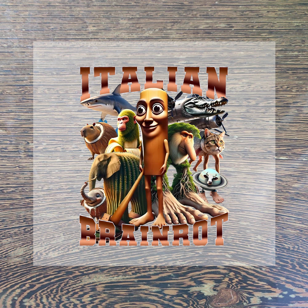 New Italian Brainrot Cartoon Iron on Patches for Clothing DIY T-shirt Heat Transfer Stickers Children Clothes Custom Sticker