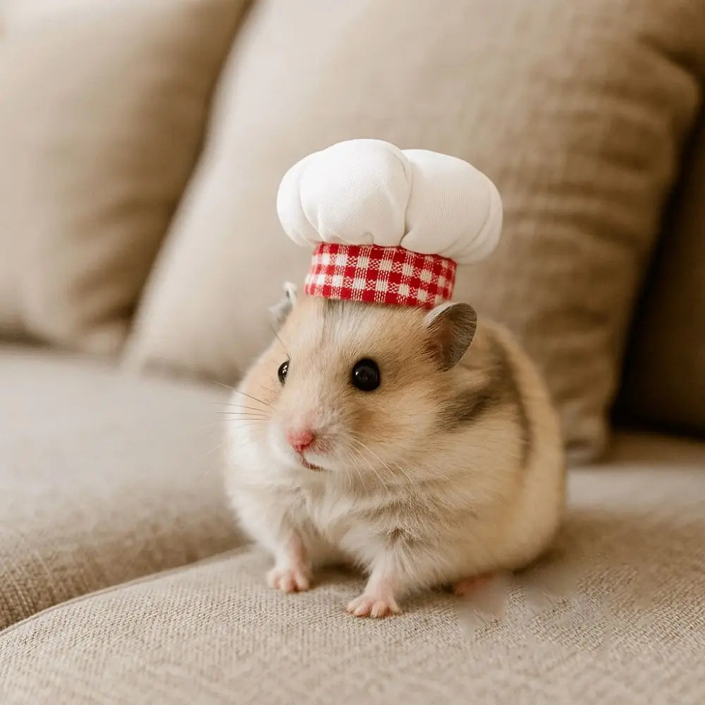 Pet Accessories Adjustable Hamster Chef Hat Comfortable Decorative Pet Costume Hat Breathable Hamster Cosplay Hat Photo Prop