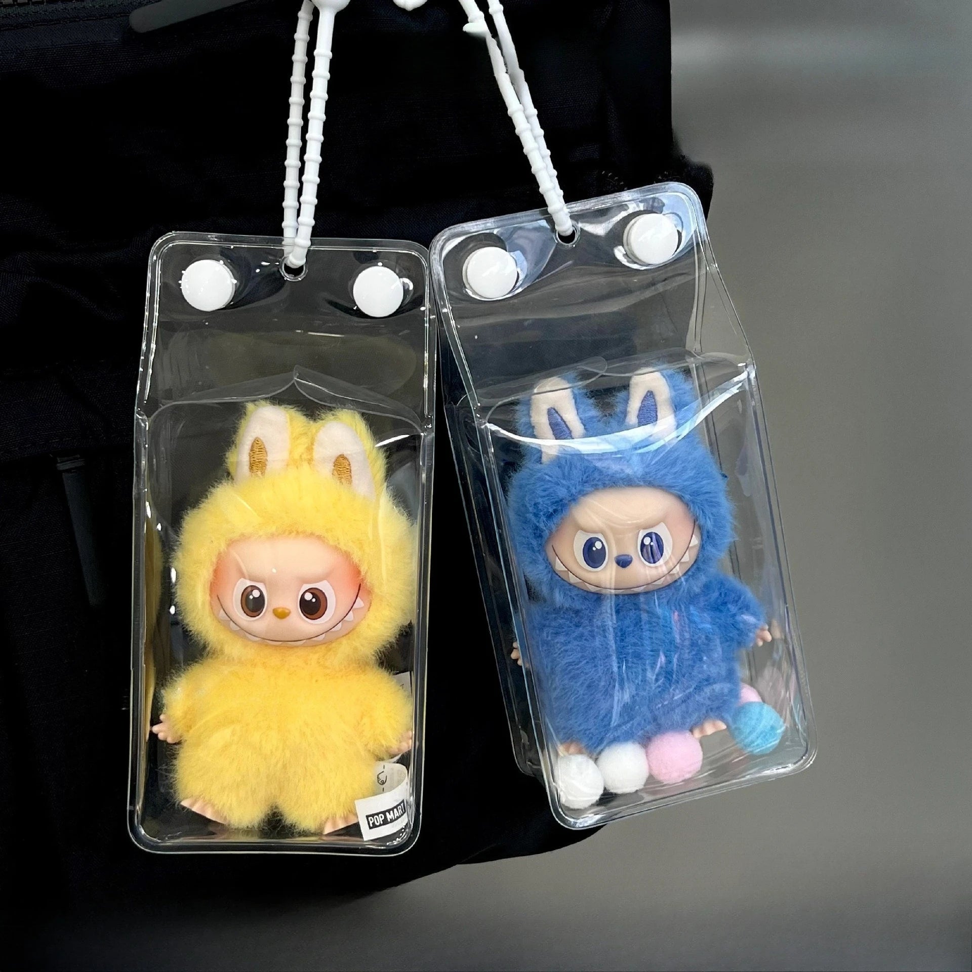 For 10cm Labubu Mini Dolls Transparent Protective Cover Labubu 4.0 plush Keychain Pendant dust cover storage bag Protection box