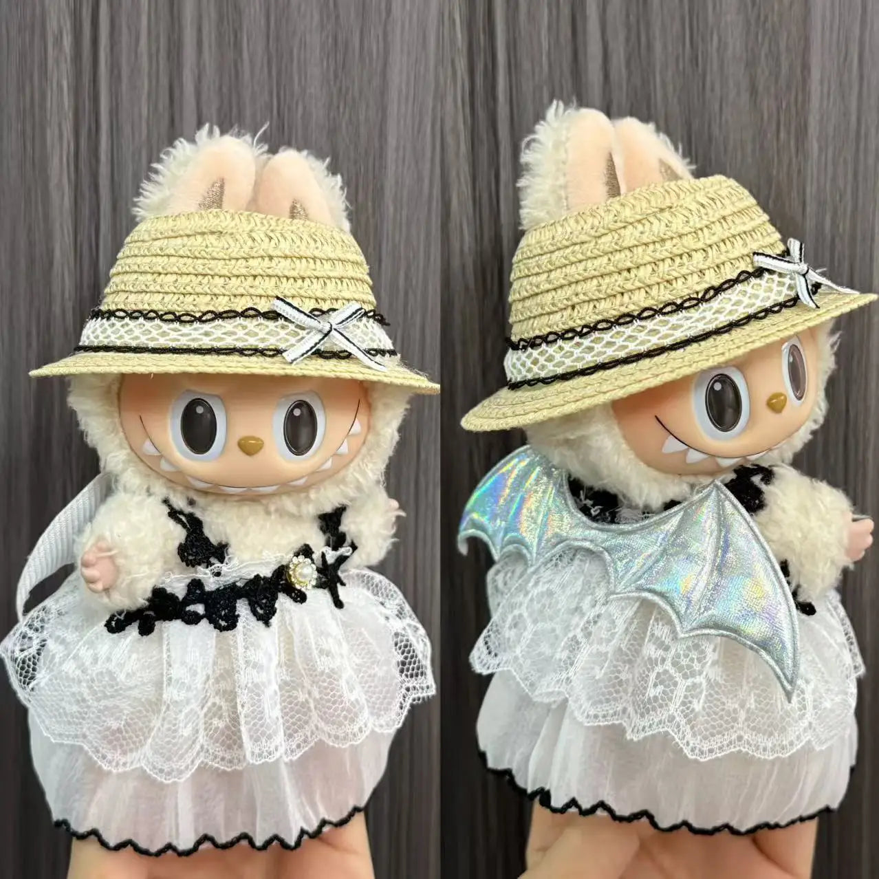 Only Clothes For Labubu Pendant Doll Clothing 17cm Skirt Dressing Set Halloween Baby Dolls Cute Toy Gift Wings Fashion Trend