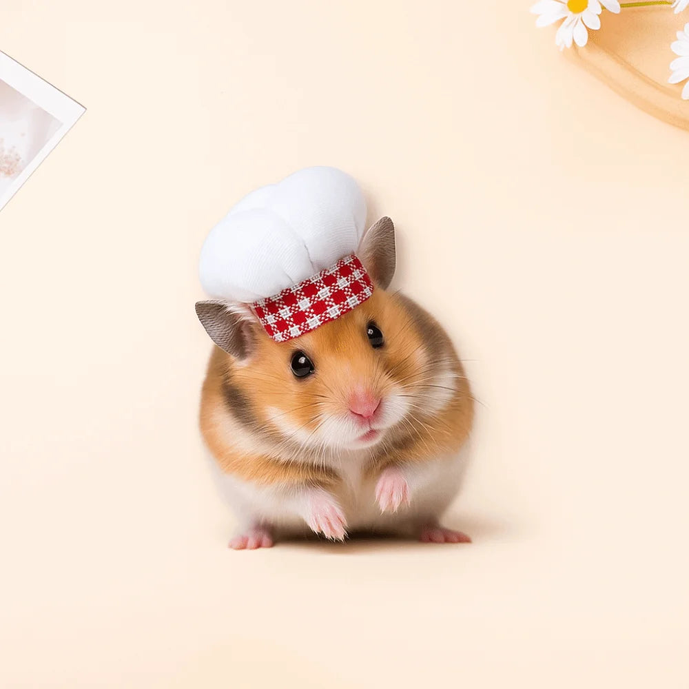 Pet Accessories Adjustable Hamster Chef Hat Comfortable Decorative Pet Costume Hat Breathable Hamster Cosplay Hat Photo Prop