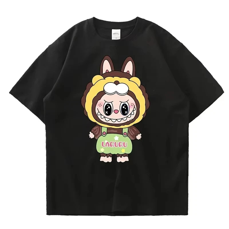 2025 Girls Summer Funny Clothes Cartoon Characters Fashion Printed Couple T-Shirt Street Sports Casual Cotton Top
