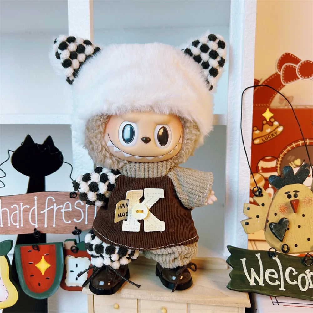 17cm Mini Doll's Clothes For Korea Kpop Exo Labubu V1 V2 Idol Dolls Cute Decoration Macaron Clothing Gift Outfit Accessories