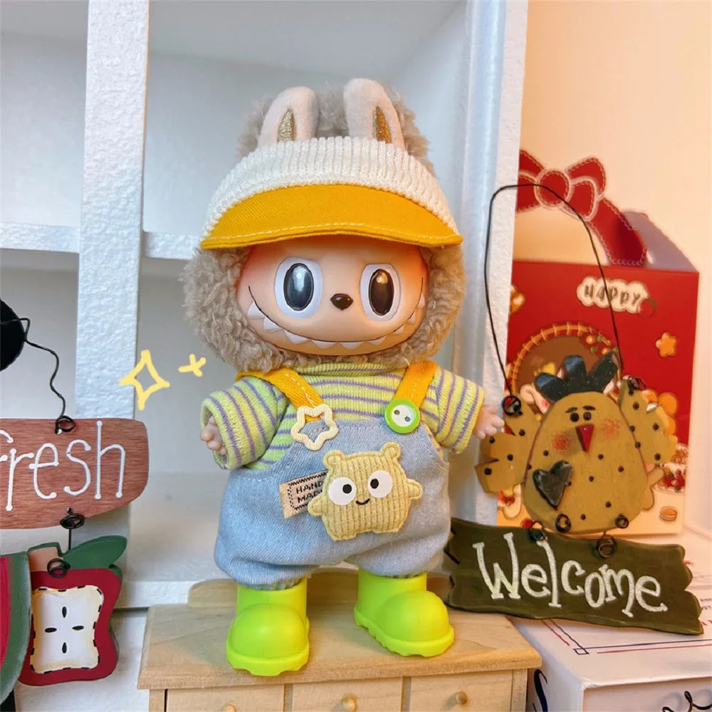 17cm Mini Doll's Clothes For Korea Kpop Exo Labubu V1 V2 Idol Dolls Cute Decoration Macaron Clothing Gift Outfit Accessories