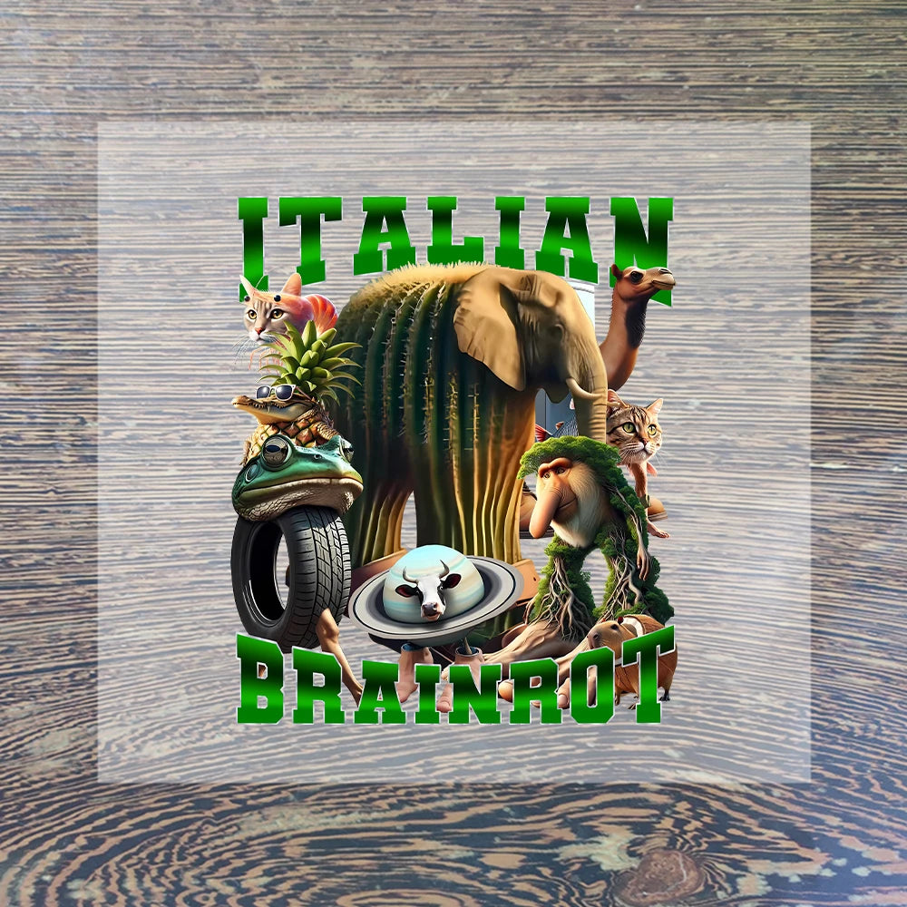 New Italian Brainrot Cartoon Iron on Patches for Clothing DIY T-shirt Heat Transfer Stickers Children Clothes Custom Sticker