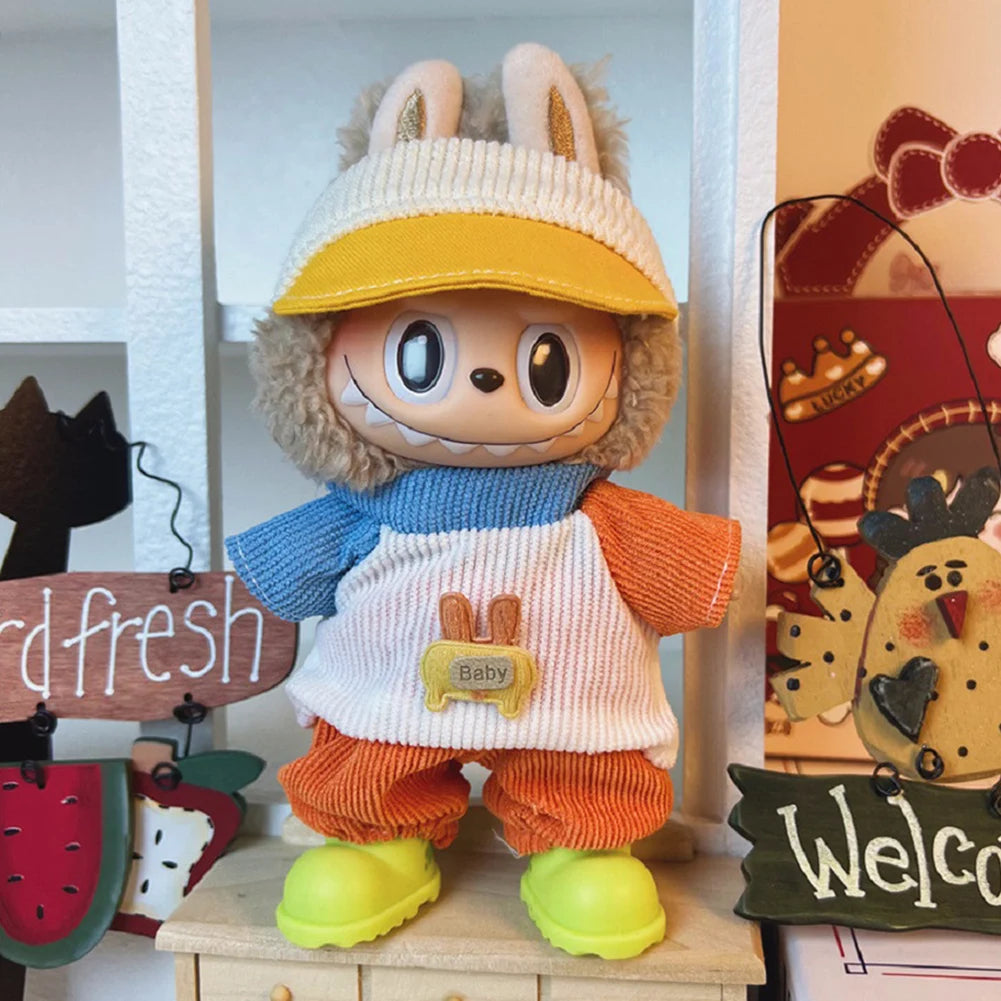 17cm Mini Doll's Clothes For Korea Kpop Exo Labubu V1 V2 Idol Dolls Cute Decoration Macaron Clothing Gift Outfit Accessories