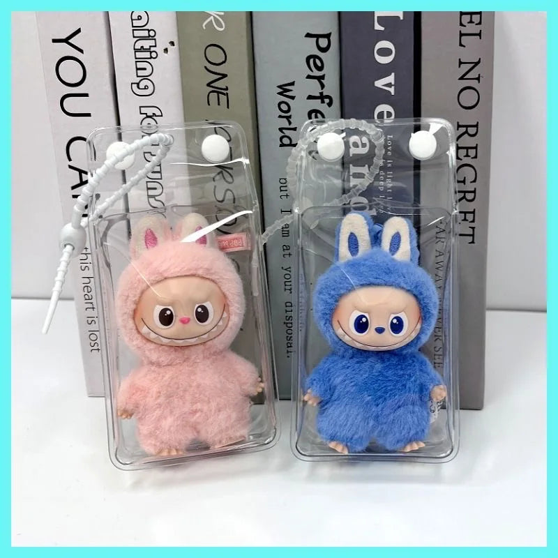 For 10cm Labubu Mini Dolls Transparent Protective Cover Labubu 4.0 plush Keychain Pendant dust cover storage bag Protection box