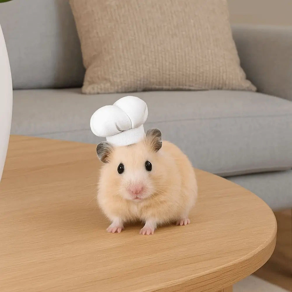 Pet Accessories Adjustable Hamster Chef Hat Comfortable Decorative Pet Costume Hat Breathable Hamster Cosplay Hat Photo Prop