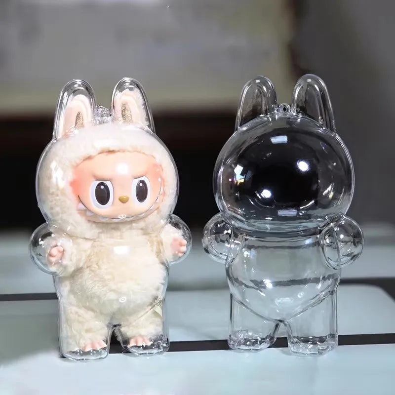 V1 V2 Labubu Protective Cover Cotton Doll Sitting Bag Transparent doll 17cm Dustproof Hanging Plush Doll Dust Drying Doll bag