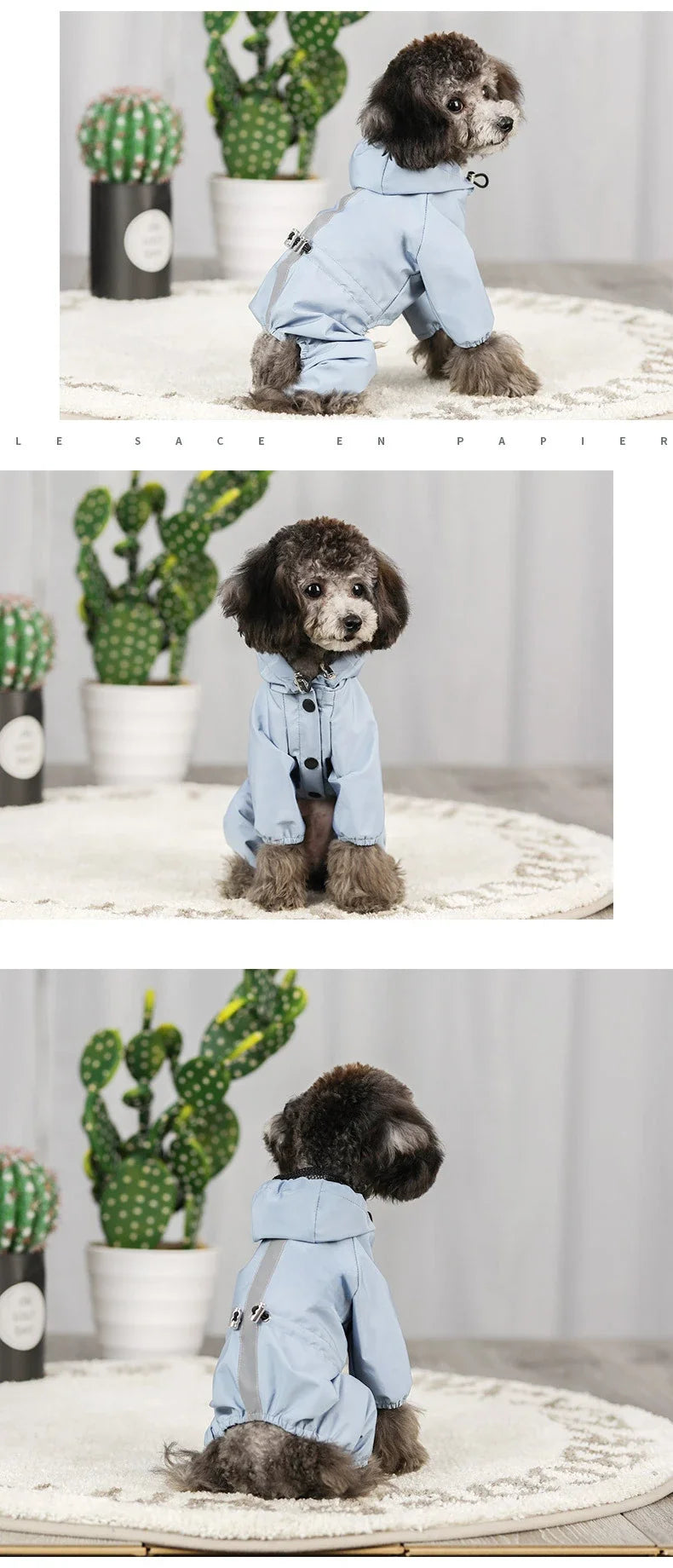 Pet dog clothing, rainproof, breathable and reflective clothes, dog four-legged raincoat, cat and dog supplies french bulldog