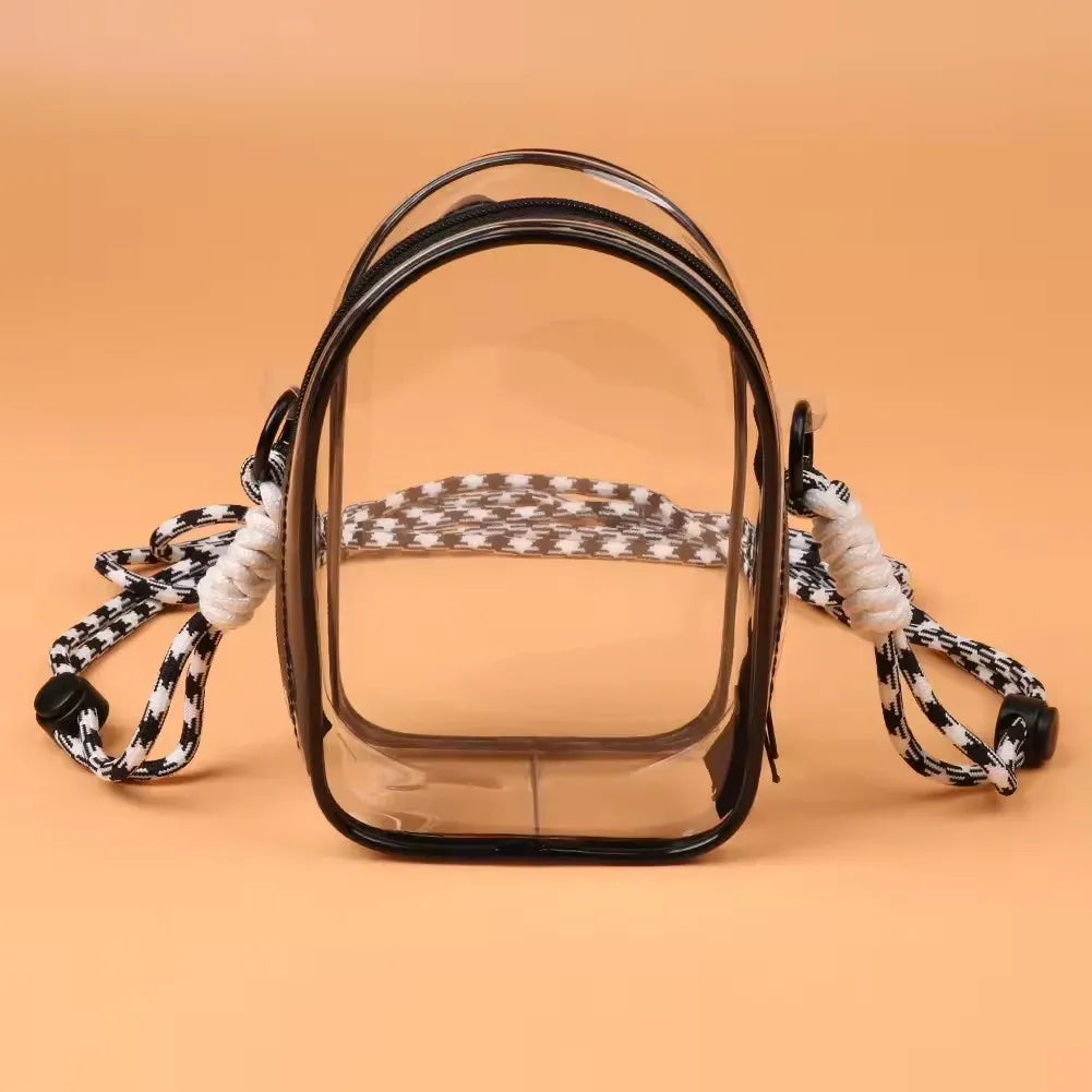 For 15cm Labubu V2 Sitting Party Cotton Doll Crossbody Pain Bag PVC Storage Bag Hairball Dolls Display Bag