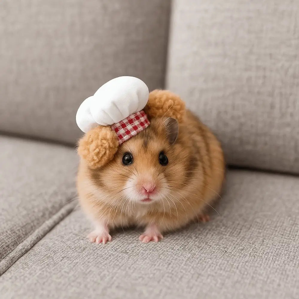 Pet Accessories Adjustable Hamster Chef Hat Comfortable Decorative Pet Costume Hat Breathable Hamster Cosplay Hat Photo Prop