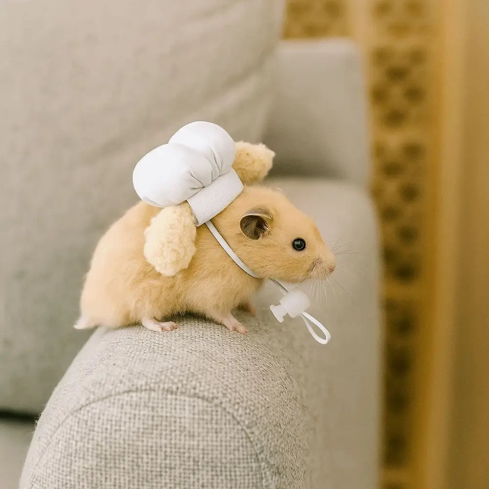 Pet Accessories Adjustable Hamster Chef Hat Comfortable Decorative Pet Costume Hat Breathable Hamster Cosplay Hat Photo Prop