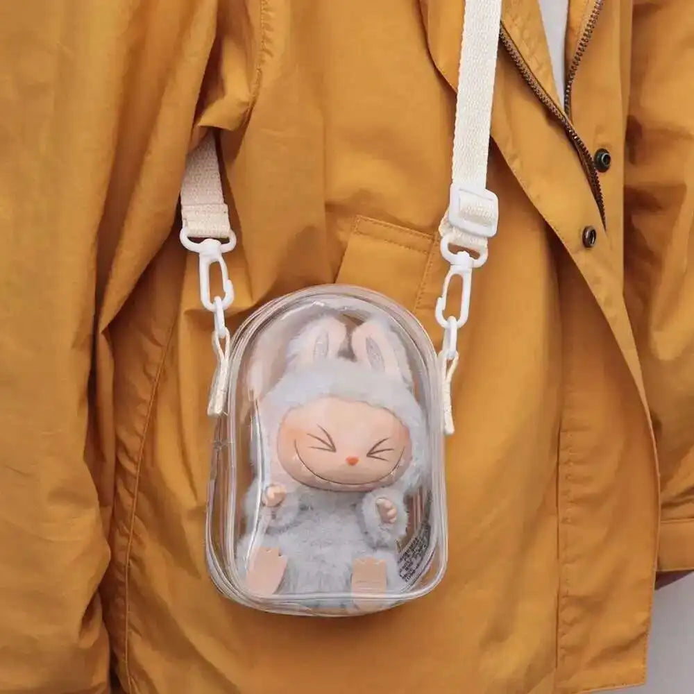 Labubu Protect Case Labubu Sitting Party 15cm Cotton Doll Shoulder Pain Bag PVC Storage Bag Labubu
