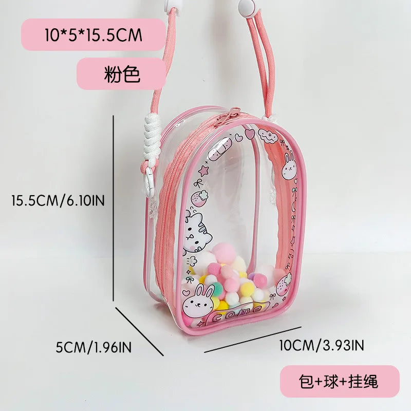 For 15-17cm Labubu Crossbody Baby Walking Bag For Skullpanda doll Cartoon printing Protective Cover Pain Bag with Rope