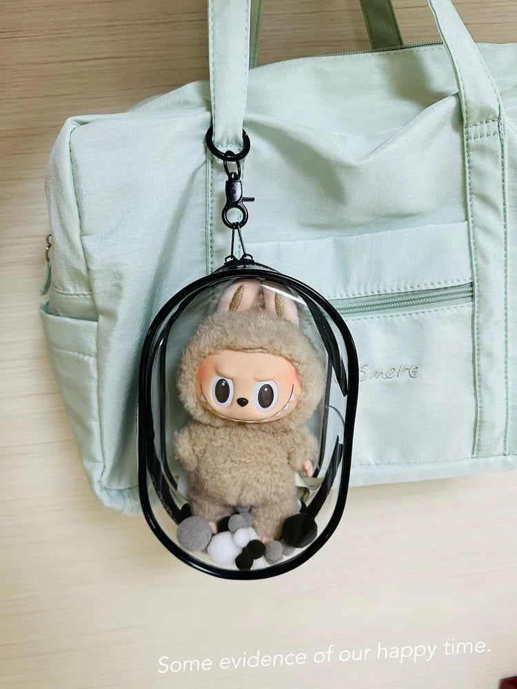 V1 V2 Labubu Protective Cover Cotton Doll Sitting Bag Transparent doll 17cm Dustproof Hanging Plush Doll Dust Drying Doll bag