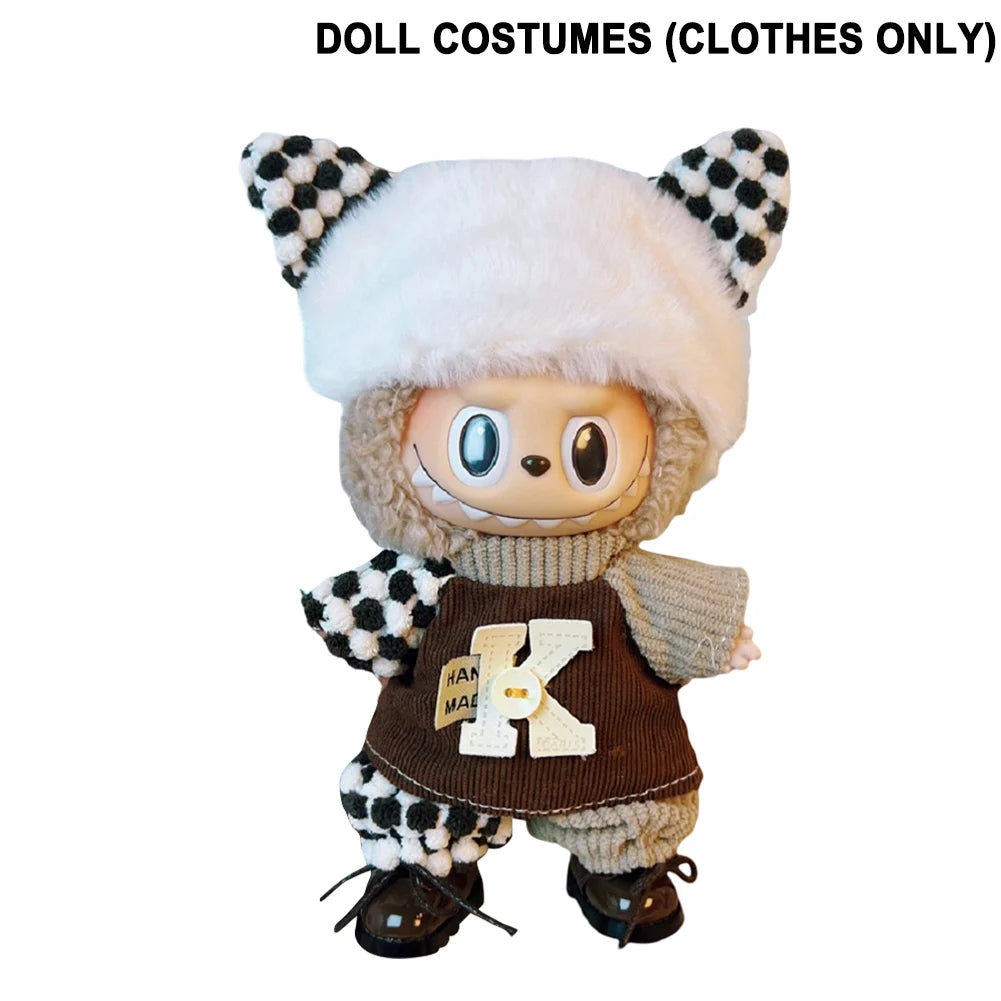 17cm Mini Doll's Clothes For Korea Kpop Exo Labubu V1 V2 Idol Dolls Cute Decoration Macaron Clothing Gift Outfit Accessories