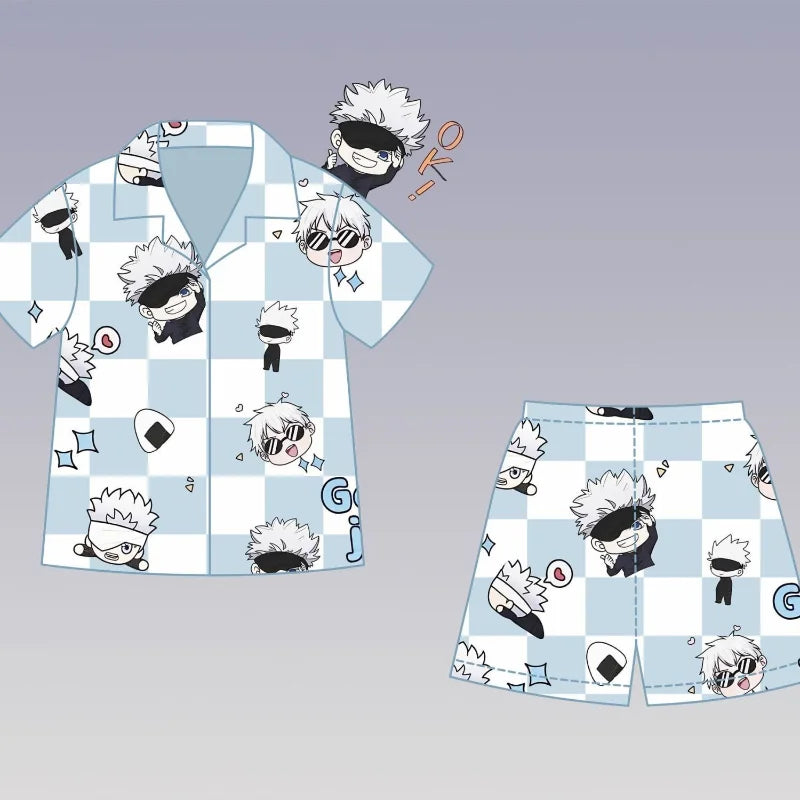 Anime Jujutsu Kaisen Gojo Satoru periphery cute pajamas spring and summer couples can wear outside home wear set birthday gifts
