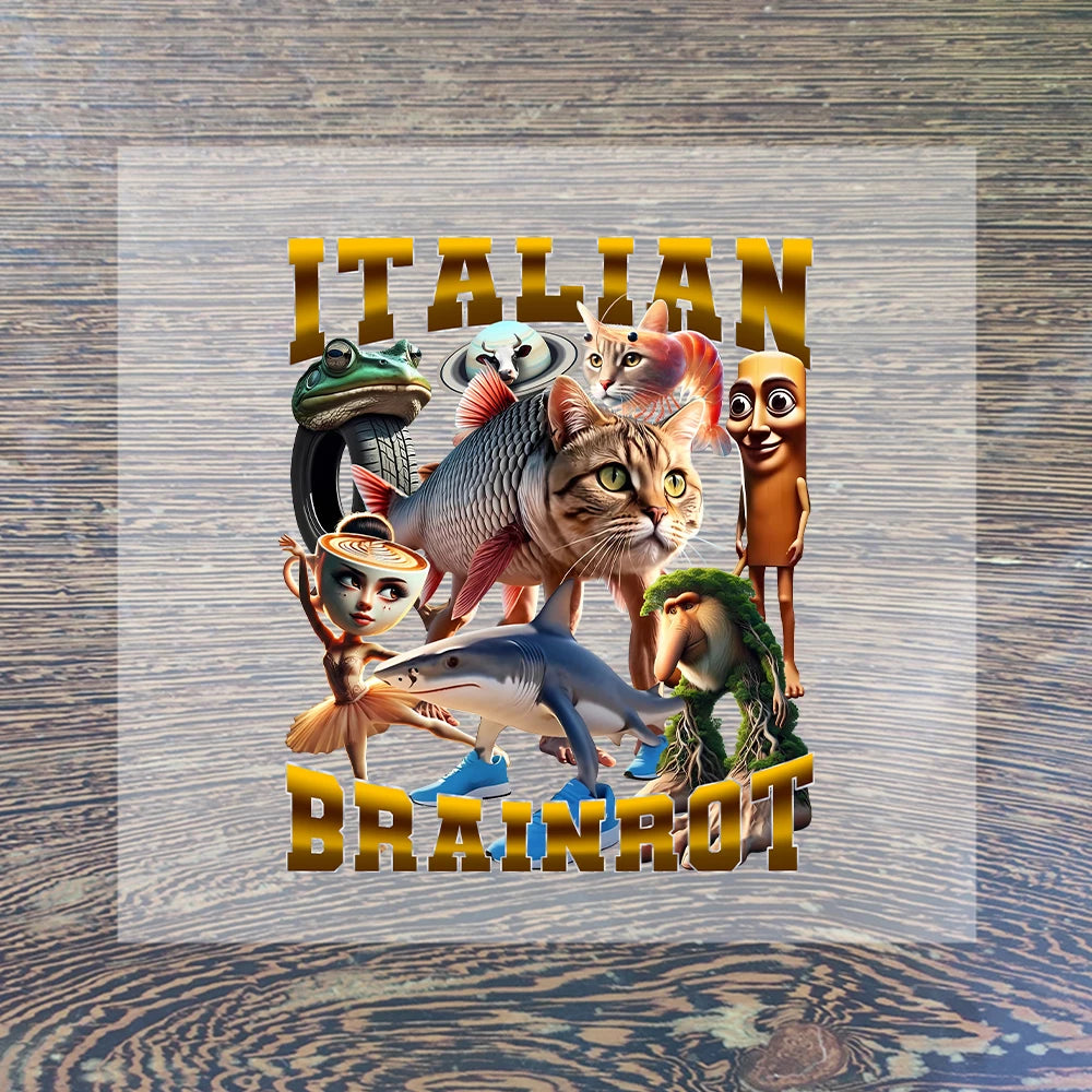 New Italian Brainrot Cartoon Iron on Patches for Clothing DIY T-shirt Heat Transfer Stickers Children Clothes Custom Sticker