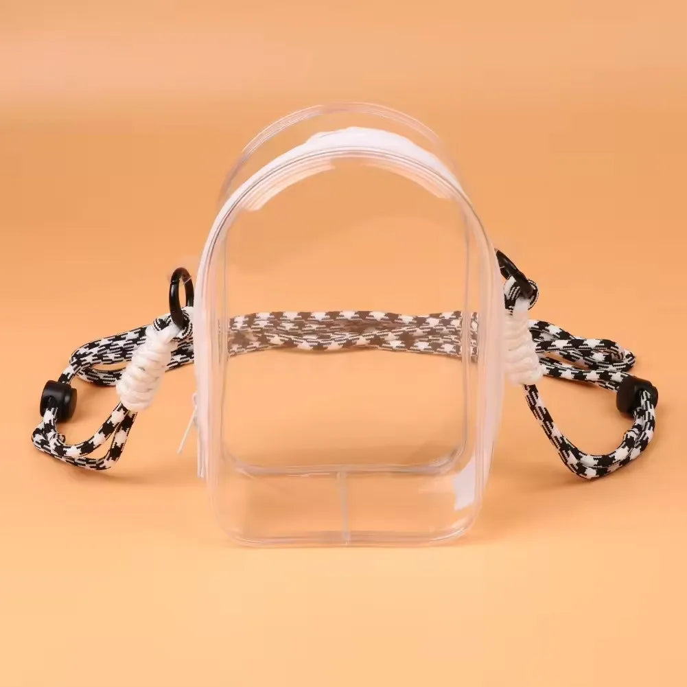 For 15cm Labubu V2 Sitting Party Cotton Doll Crossbody Pain Bag PVC Storage Bag Hairball Dolls Display Bag