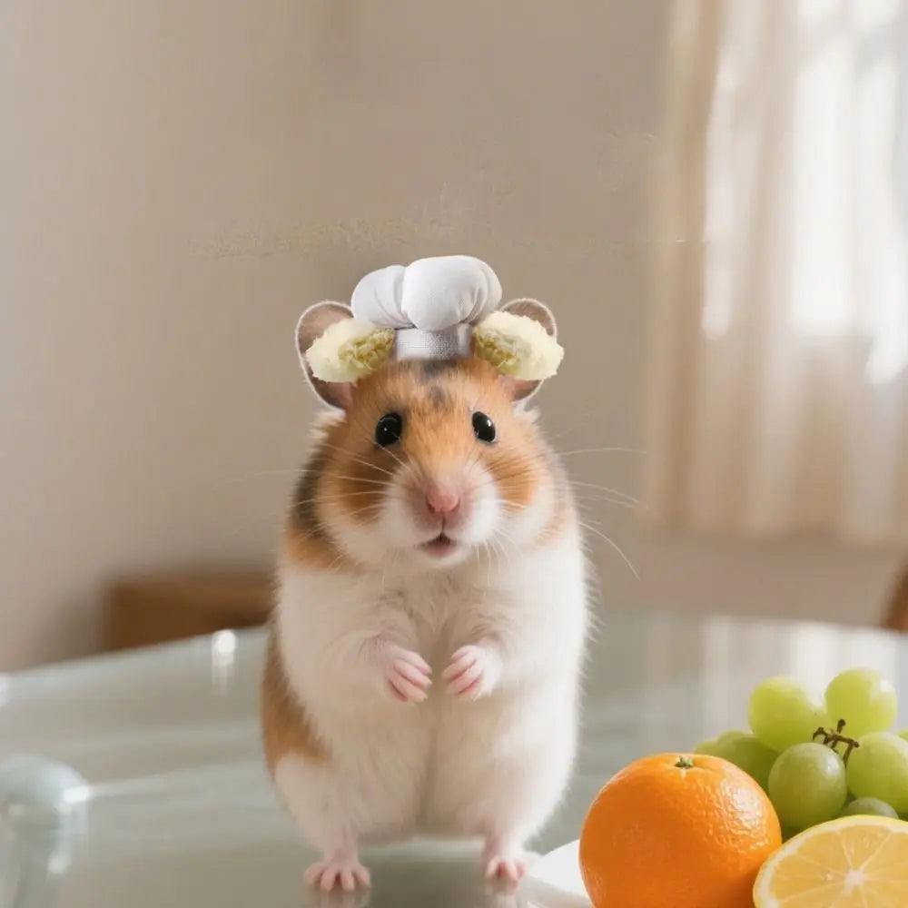 Pet Accessories Adjustable Hamster Chef Hat Comfortable Decorative Pet Costume Hat Breathable Hamster Cosplay Hat Photo Prop