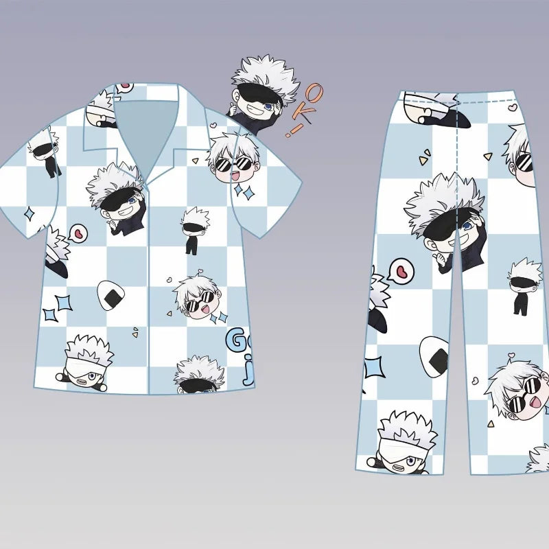 Anime Jujutsu Kaisen Gojo Satoru periphery cute pajamas spring and summer couples can wear outside home wear set birthday gifts