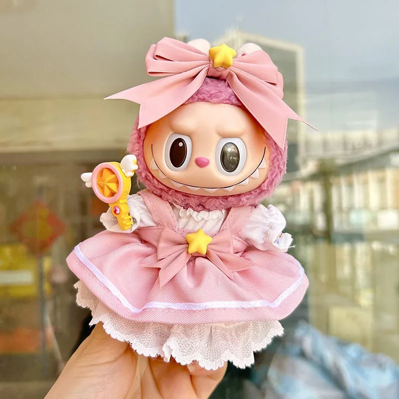 For 17cm Labubu V2 V1 Purple Dress Doll Clothes Outfit Accessories Idol Doll Clothing for Labubu Ropa Accessories Clothes