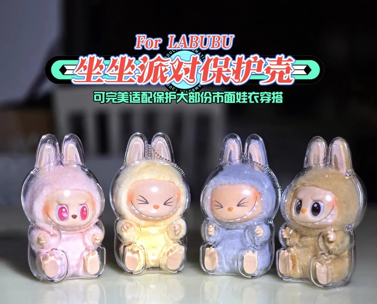 V1 V2 Labubu Protective Cover Cotton Doll Sitting Bag Transparent doll 17cm Dustproof Hanging Plush Doll Dust Drying Doll bag